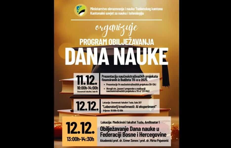 ministarstvo obrazovanja i nauke tk 11 i 12 decembra u tuzli organizuje dane nauke