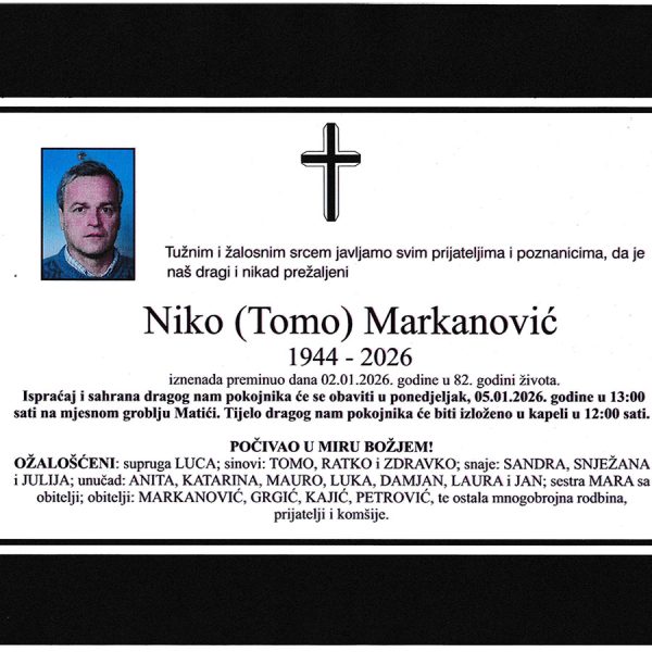 In memoriam, Niko Markanovic