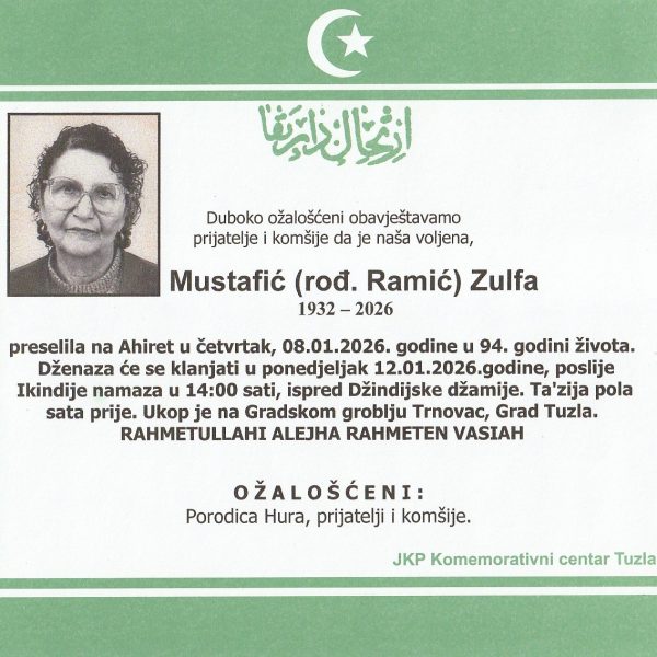 In memoriam: Zulfa MUSTAFIĆ, Mehmedalija KAVAZOVIĆ, Mevaip TOSUNI, Nermin ŽIGIĆ