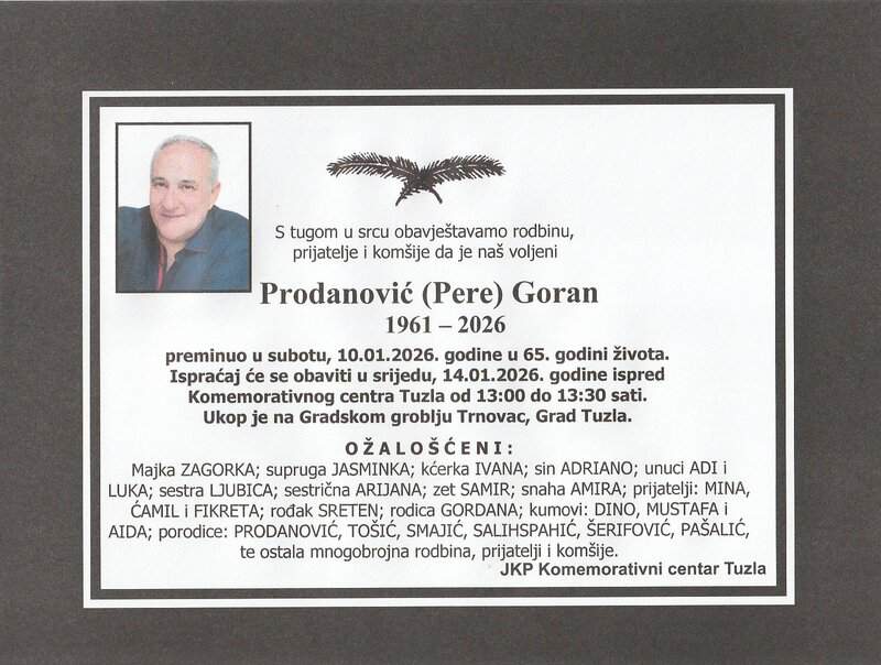 In memoriam, Goran Prodanovic