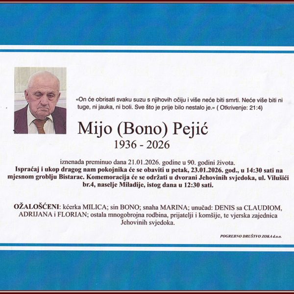 In memoriam, Mijo Pejic