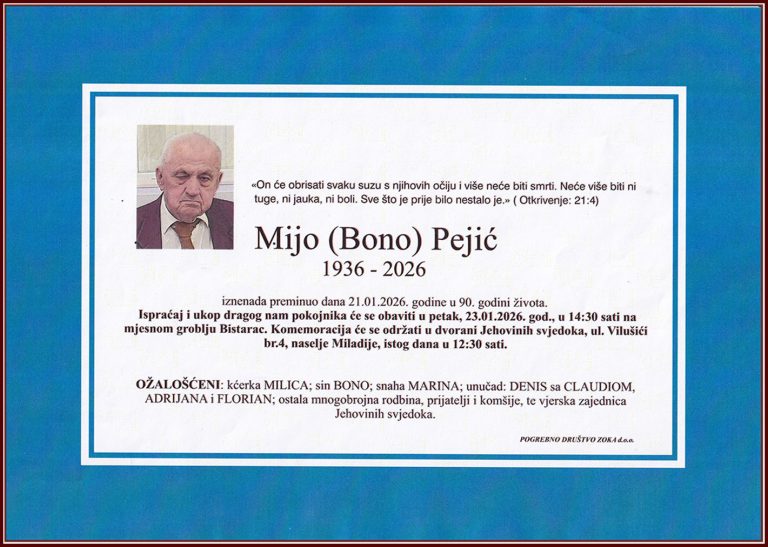 In memoriam, Mijo Pejic