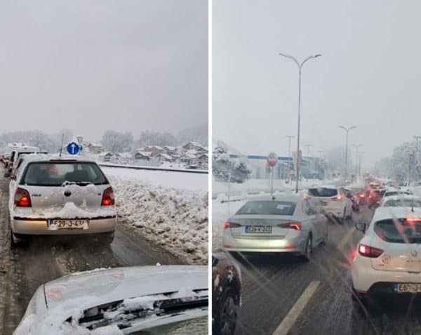 od jutros su zbog snijega na koloviozu koji stvara probleme u saobracaju na petlji sicki brdo formirane velike kolone vozila