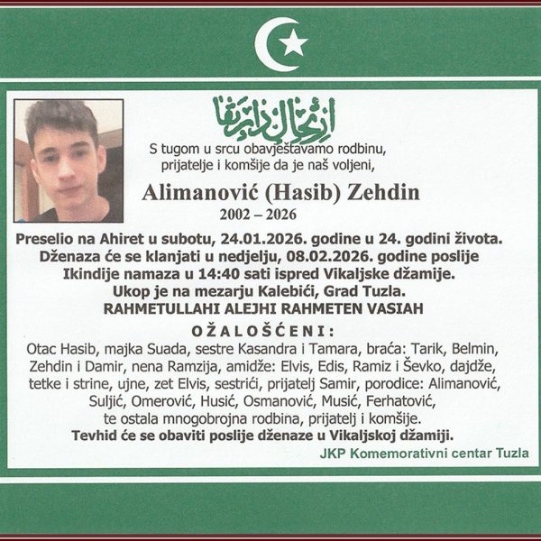 In memoriam, Zehdin Alimanovic