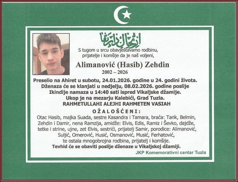 In memoriam, Zehdin Alimanovic