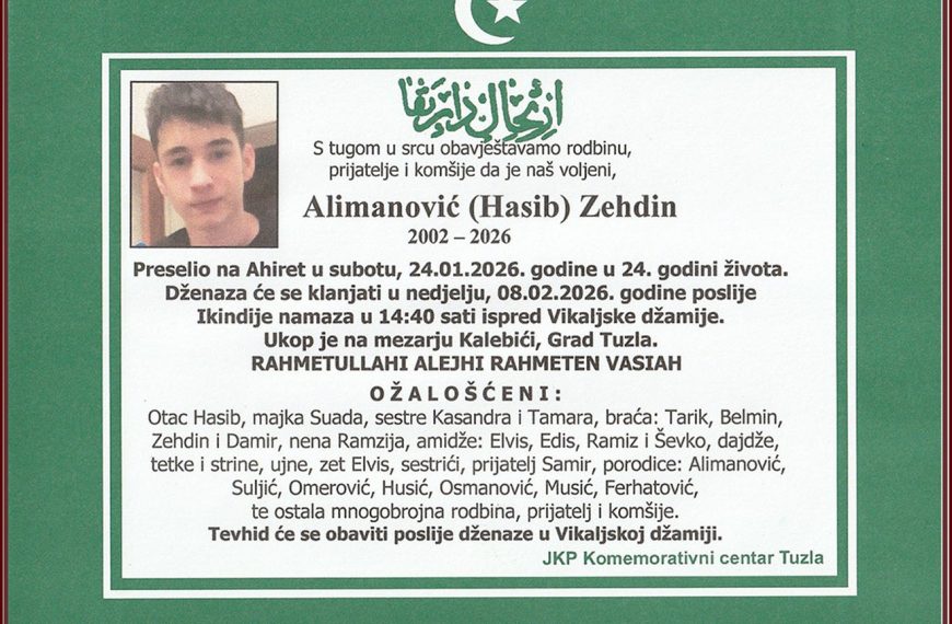 In memoriam, Zehdin Alimanovic