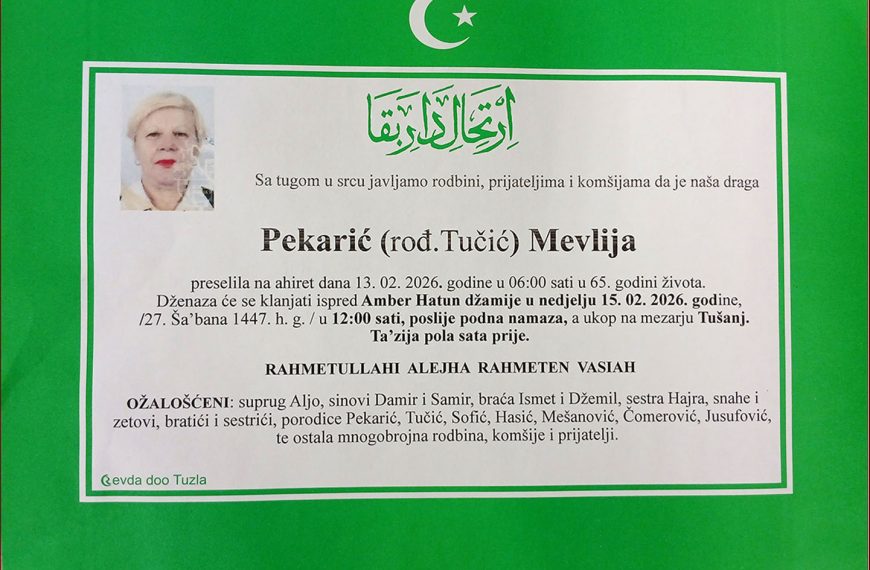 In memoriam: Mevlija PEKARIĆ (Tučić)