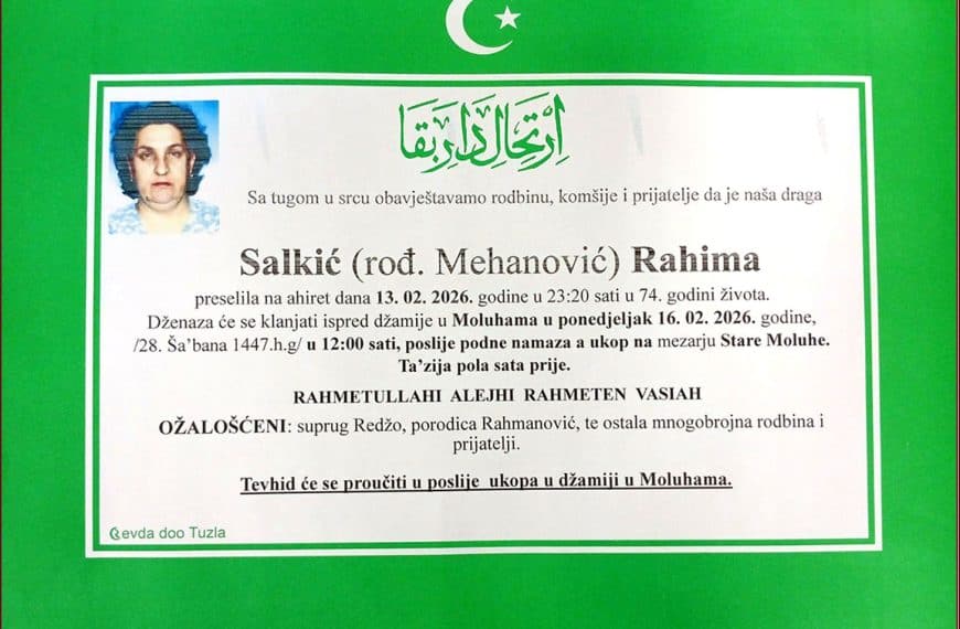 In memoriam: Rahima SALKIĆ (Mehanović)