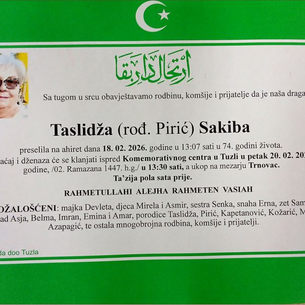 In memoriam, Sakiba Taslidza