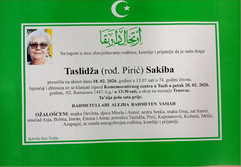 In memoriam, Sakiba Taslidza