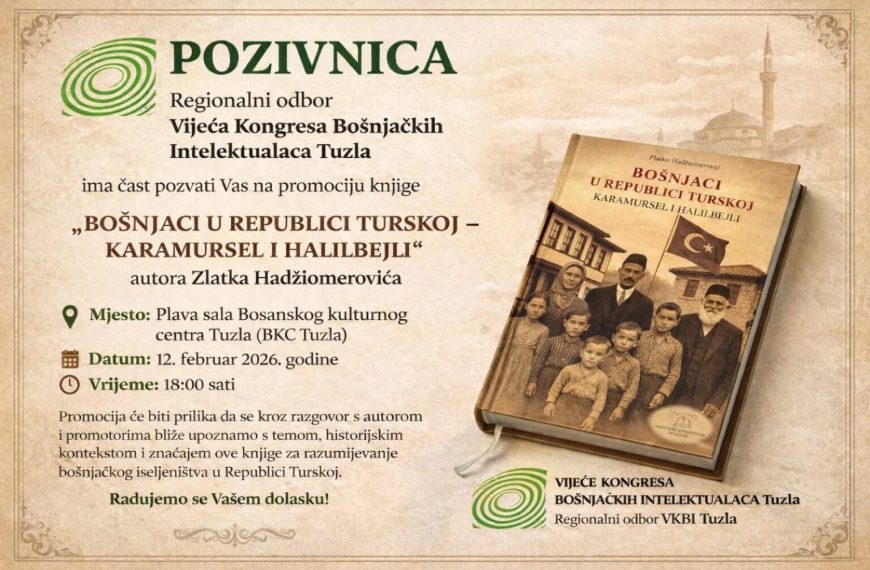 Tuzla: Promocija knjige o bošnjačkom iseljeništvu u Turskoj 12. februara