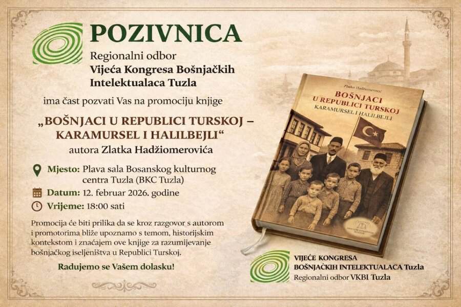 Tuzla: Promocija knjige o bošnjačkom iseljeništvu u Turskoj 12. februara