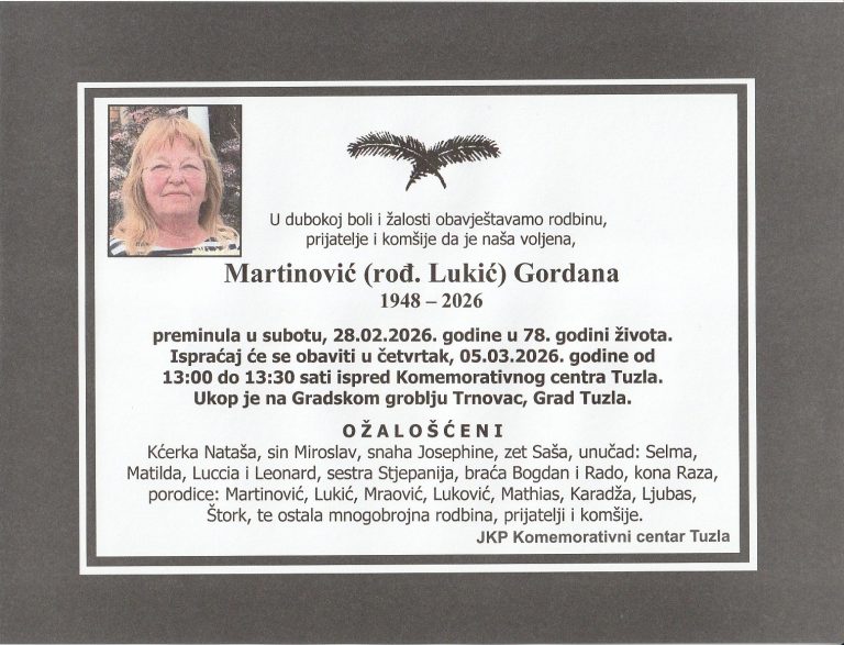 In memoriam, Gordana Martinović