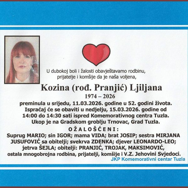 In memoriam, Ljiljana Kozina