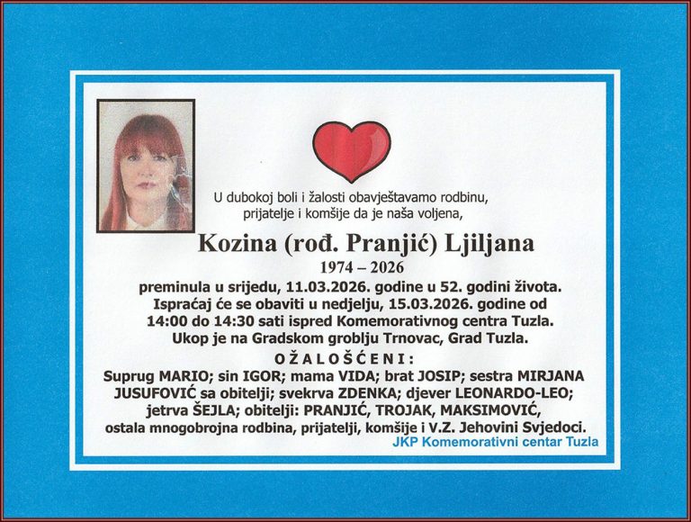 In memoriam, Ljiljana Kozina