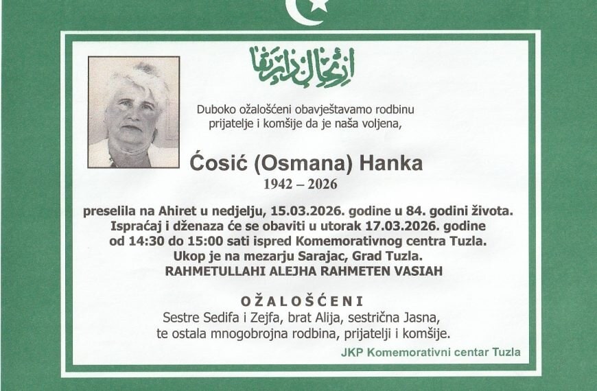 In memoriam: Hanka (Osmana) ĆOSIĆ