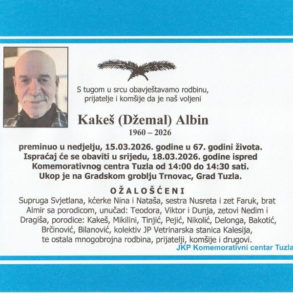 In memoriam: Albin (Džemala) KAKEŠ