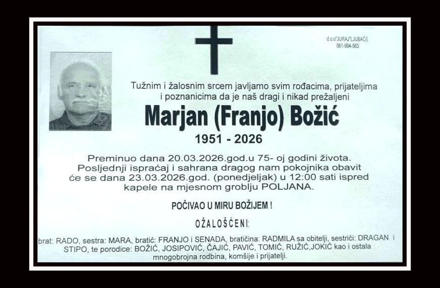 In memoriam: Marjan (Franje) BOŽIĆ