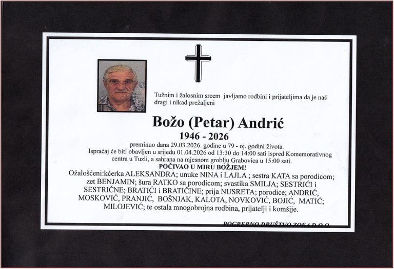 In memoriam, Bozo Andric