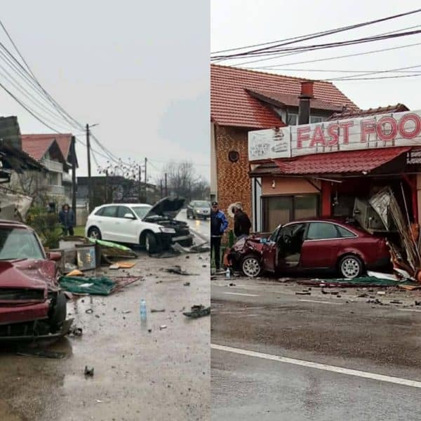 nakon sudara dva automobils na regionalnom putu zivinice - banbovici jedan udario u objekat brze prehrane