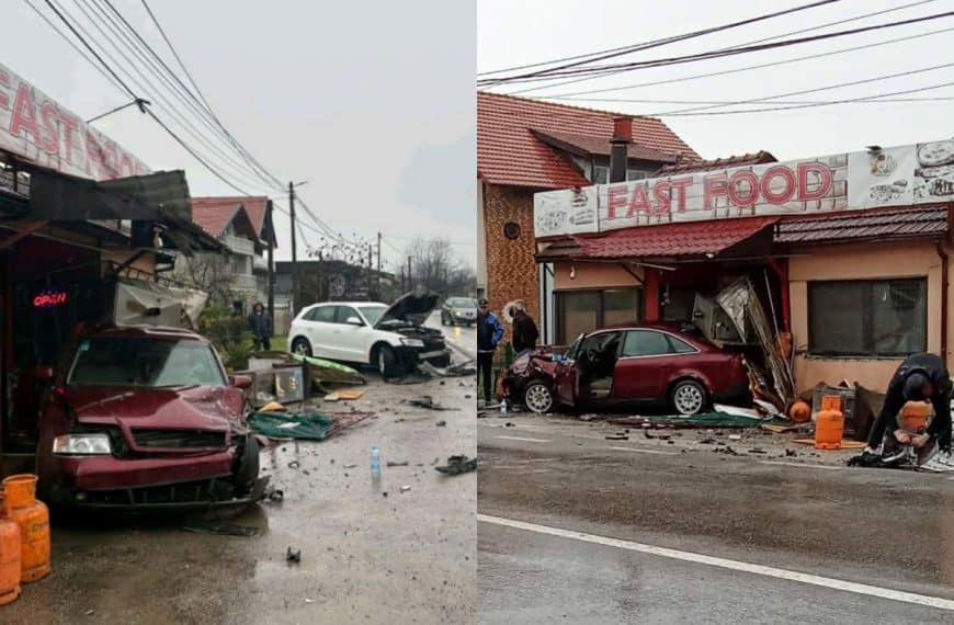 Nesreća kod Živinica: Automobil nakon sudara udario u objekt brze hrane