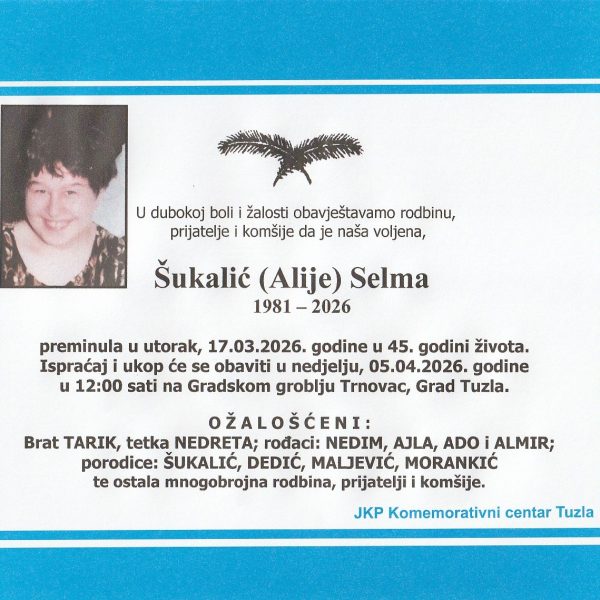 In memoriam, Selma Sukalic