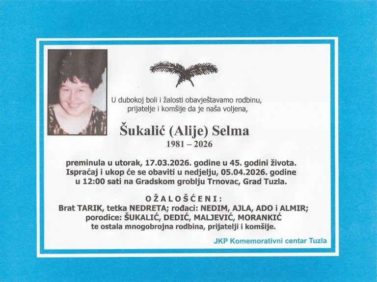 In memoriam, Selma Sukalic