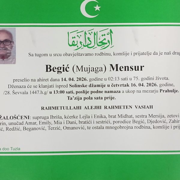 In memoriam: Senija RAMIĆ (Jahić); Mensur (Mujage) BEGIĆ