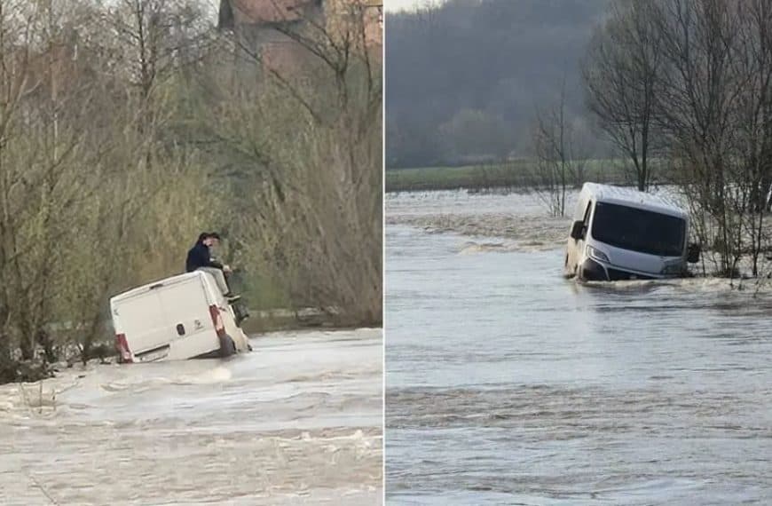 pripadbnici civilne zastite gracanica i vatrogasne jedinice petrovo uspjesno su iz vodene bujuce koja je zahbatila cestu i zarobilA dvije osobe u kombiju izvukli ih na sigurno