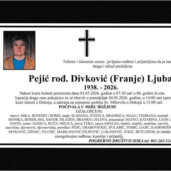 In memoriam: Ljuba PEJIĆ (Divković)