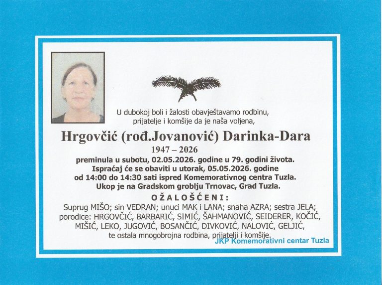 In memoriam, Darinka Hrgovcic