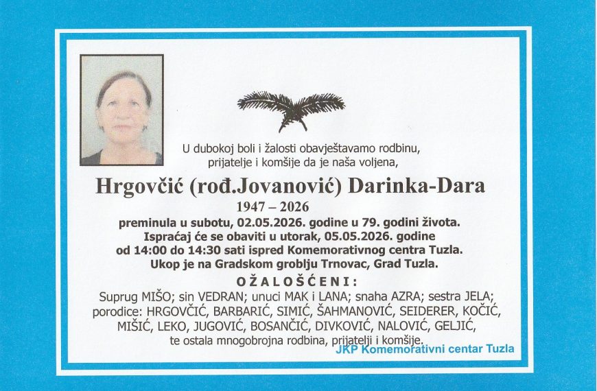 In memoriam, Darinka Hrgovcic