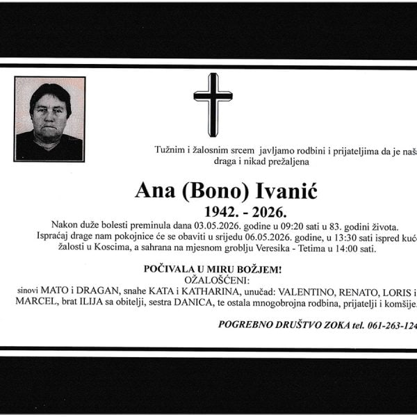 In memoriam, Ana Ivanic