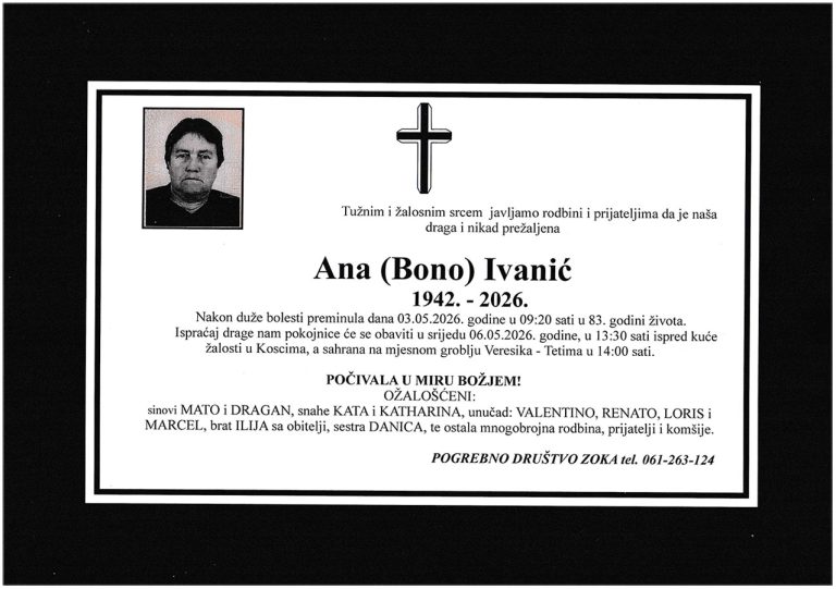 In memoriam, Ana Ivanic