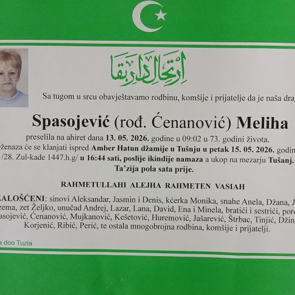 In memoriam, Meliha Spasojevic
