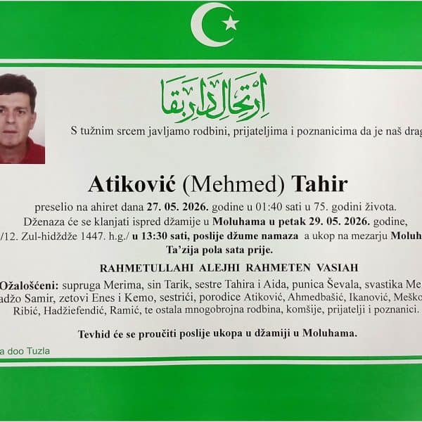 In memoriam, Tahir Atikovic