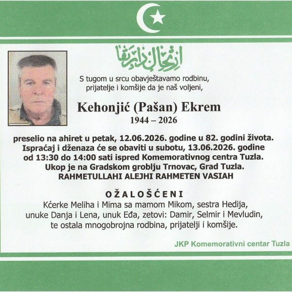 In memoriam, Ekrem Kehonjic