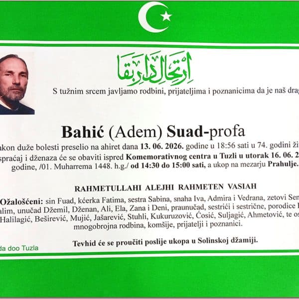In memoriam, Suad Bahic