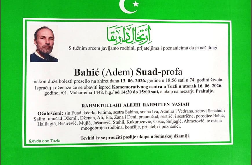 In memoriam, Suad Bahic