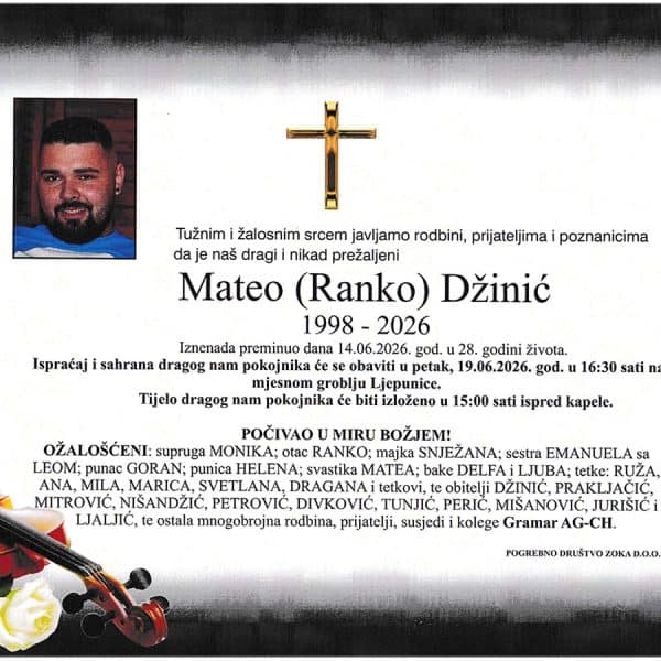 In memoriam, Mateo Dzinic