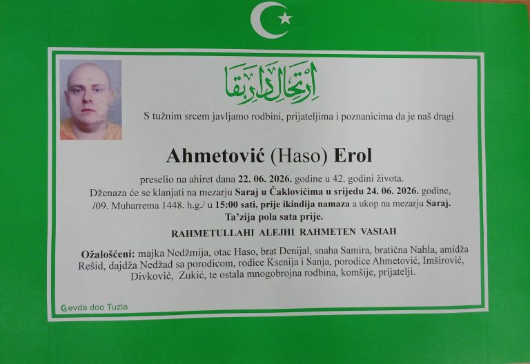 U 42. godini preminuo je Erol (Hase) Ahmetović. Neka mu je vječni rahmet