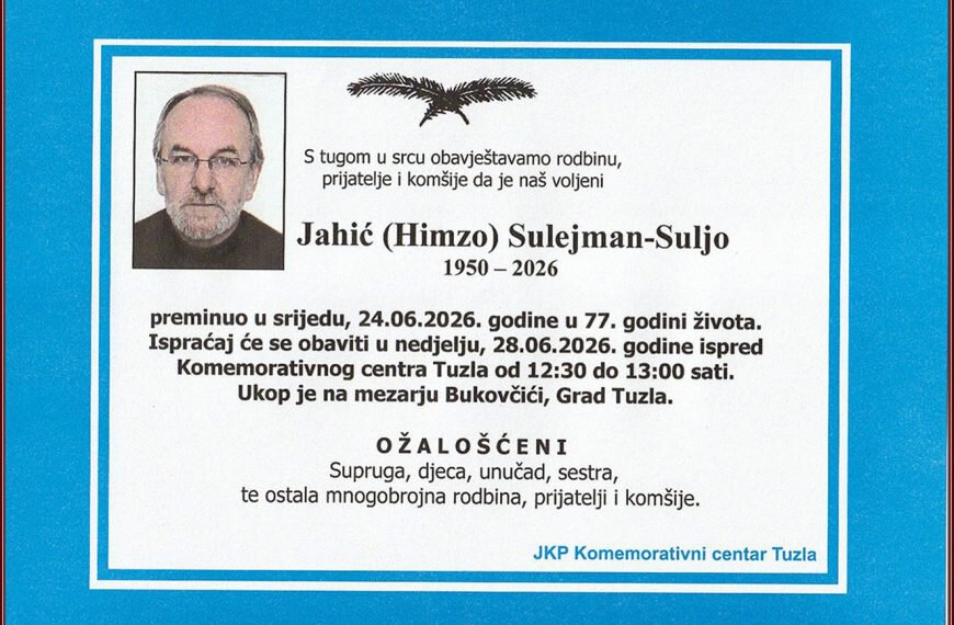 Preminuo je bivsi novinar Sulejman Jahic - Suljo. Pocivao u miru