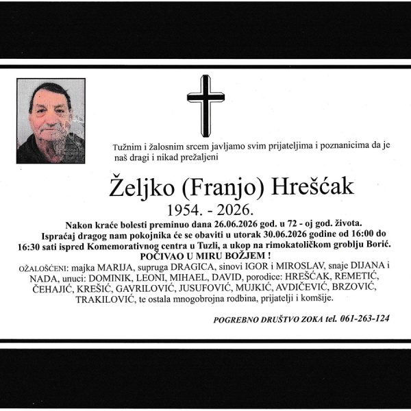 In memoriam: Željko (Franje) HREŠĆAK