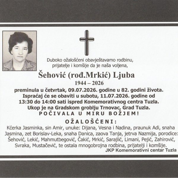 In memoriam - Ljuba Sehovic - Mrkic