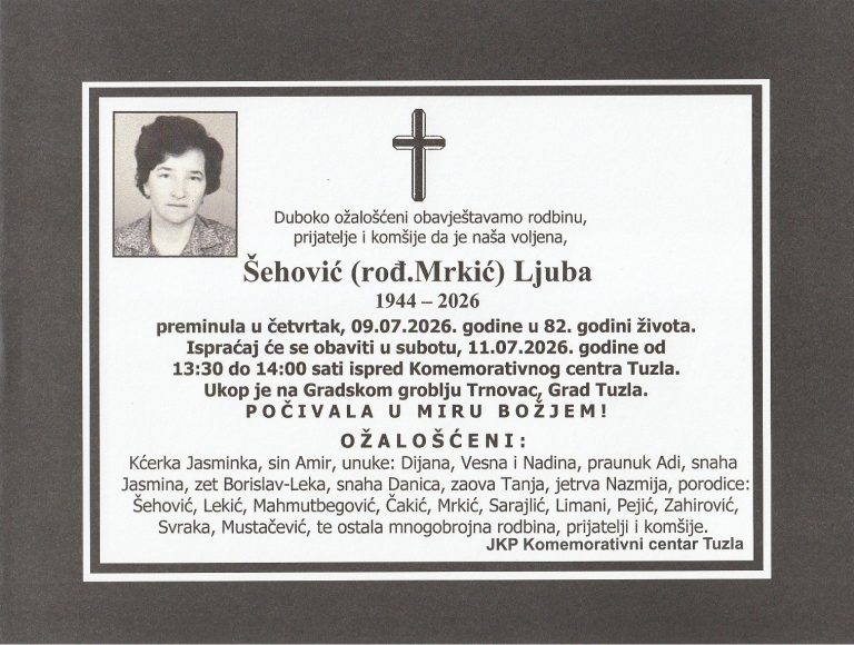 In memoriam - Ljuba Sehovic - Mrkic