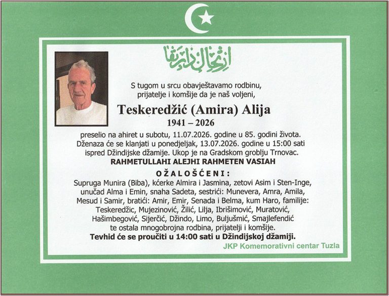 In memoriam, Alija Teskeredzic