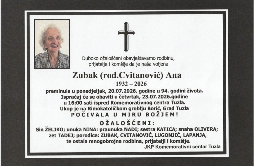 In memoriam, Ana Zubak Cvitanovic