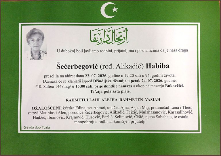In memoriam, Habiba Secerbegovic