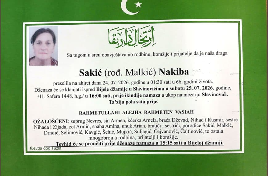 In memoriam, Nakiba Sakic