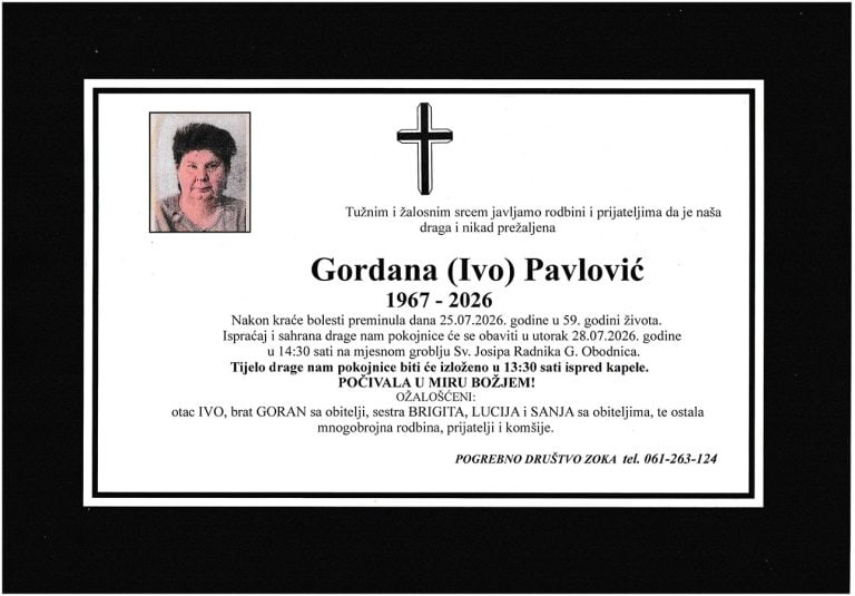 In memoriam, Gordana Pavlovic